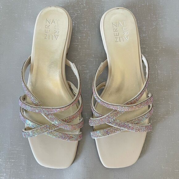 Naturalizer Rhynestones Strappy Sandal 8 M Sparkle Party Cocktail Prom Shoes - Picture 5 of 14